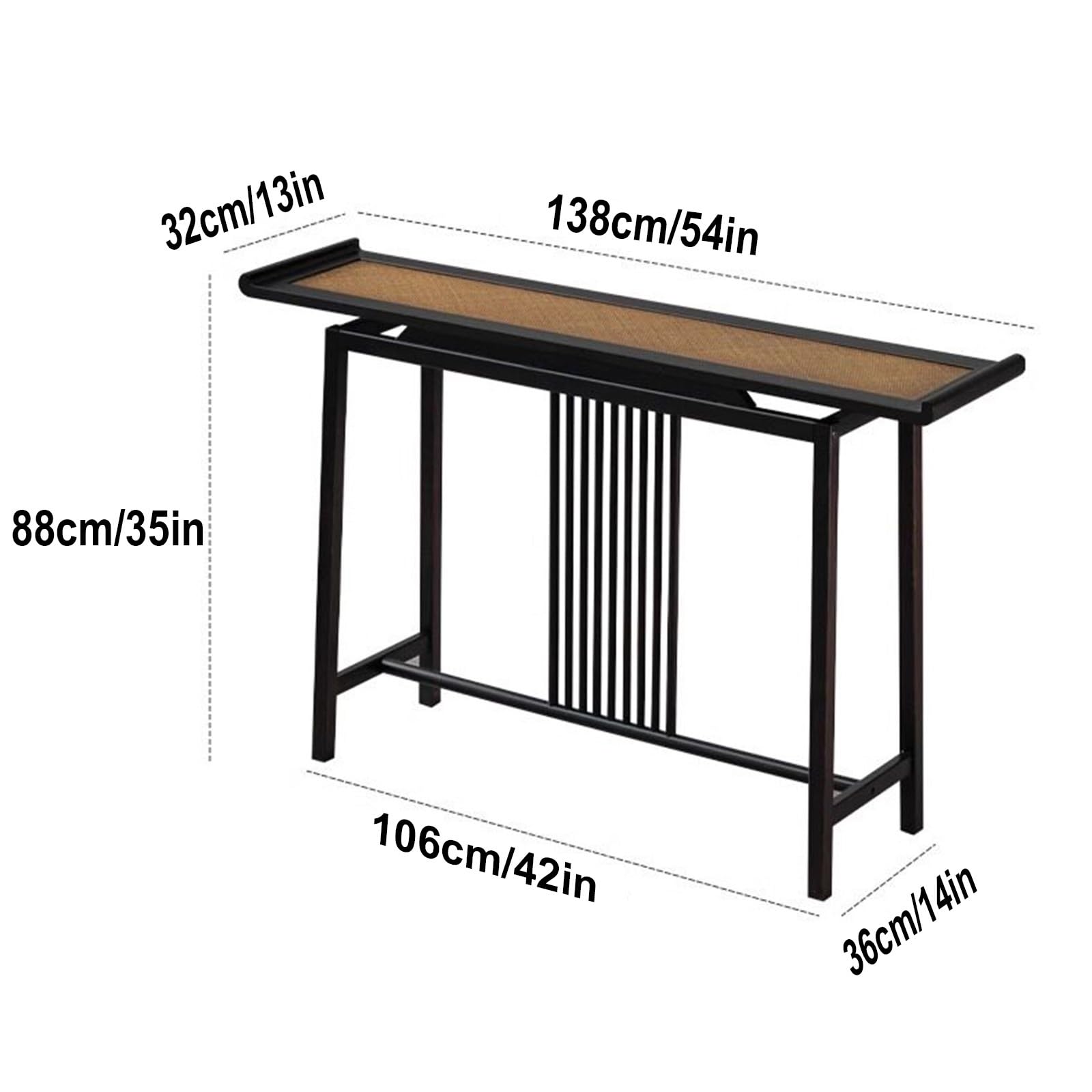 Tavolo consolle stretto – Tavolo da ingresso da 33 cm per corridoio, ingresso, atrio e soggiorno con superficie in rattan