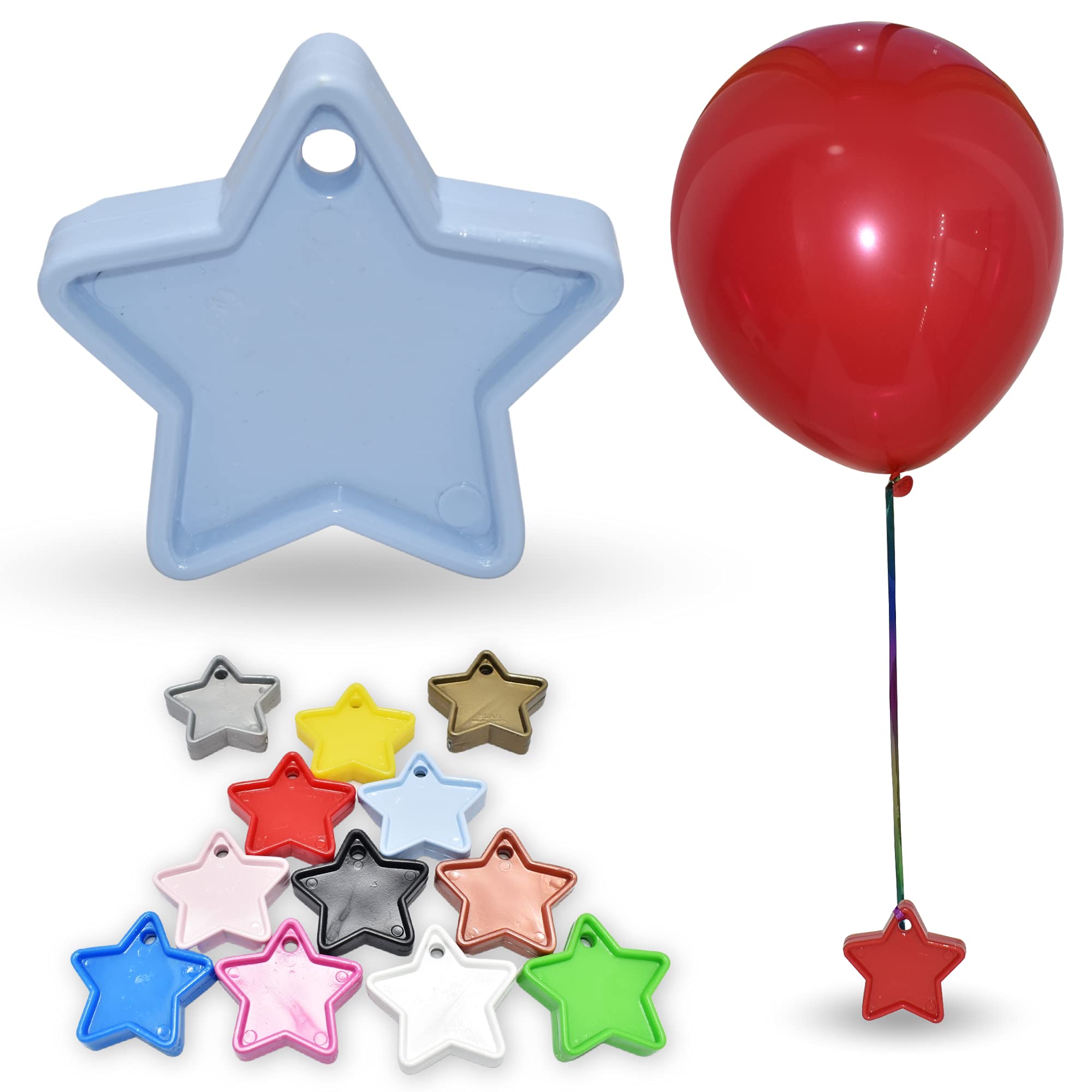 Pannu Design | Heavy Duty Star Shape Weights For Helium Balloons | Packs of 5, 10 & 25 | Multi Colour Weights For Birthday Party Decoration, Baby Shower & Anniversary. (Pack of 25, Light Blue)