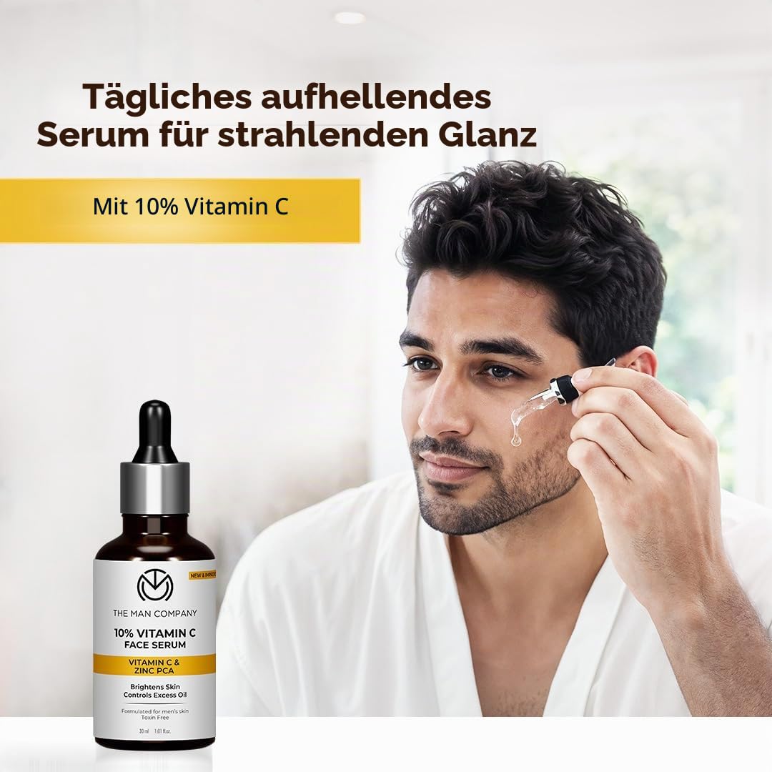 THE MAN COMPANY 40% hochdosiert Vitamin C Serum mit Hyaluronsäure – Hyaluronsäure serum for face (30ml) – Anti Falten, Anti Aging serum, Brightening serum – Vegan, Parabenfrei