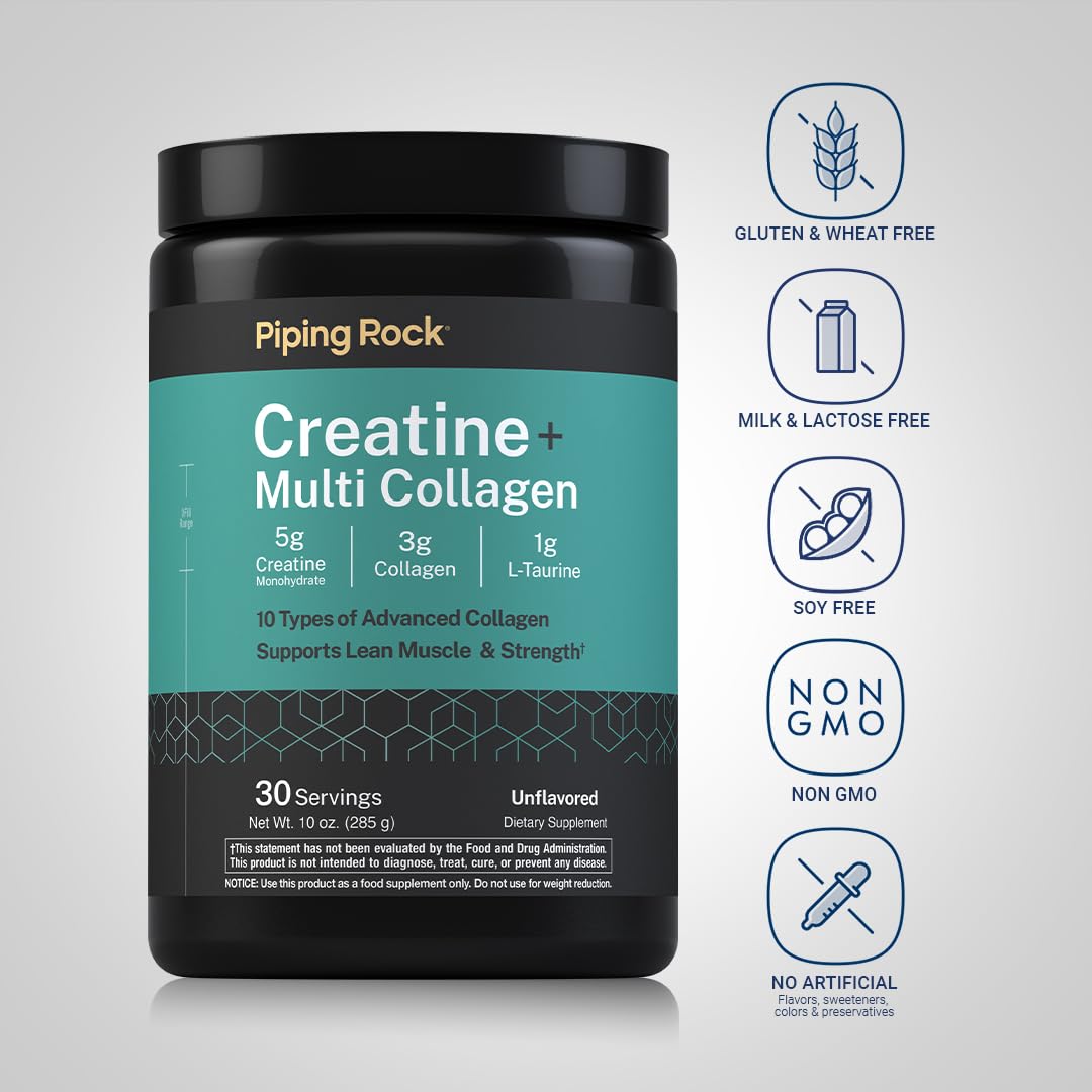 Piping Rock Creatine Monohydrate Powder | with Collagen and L-Taurine — Amazon image 3