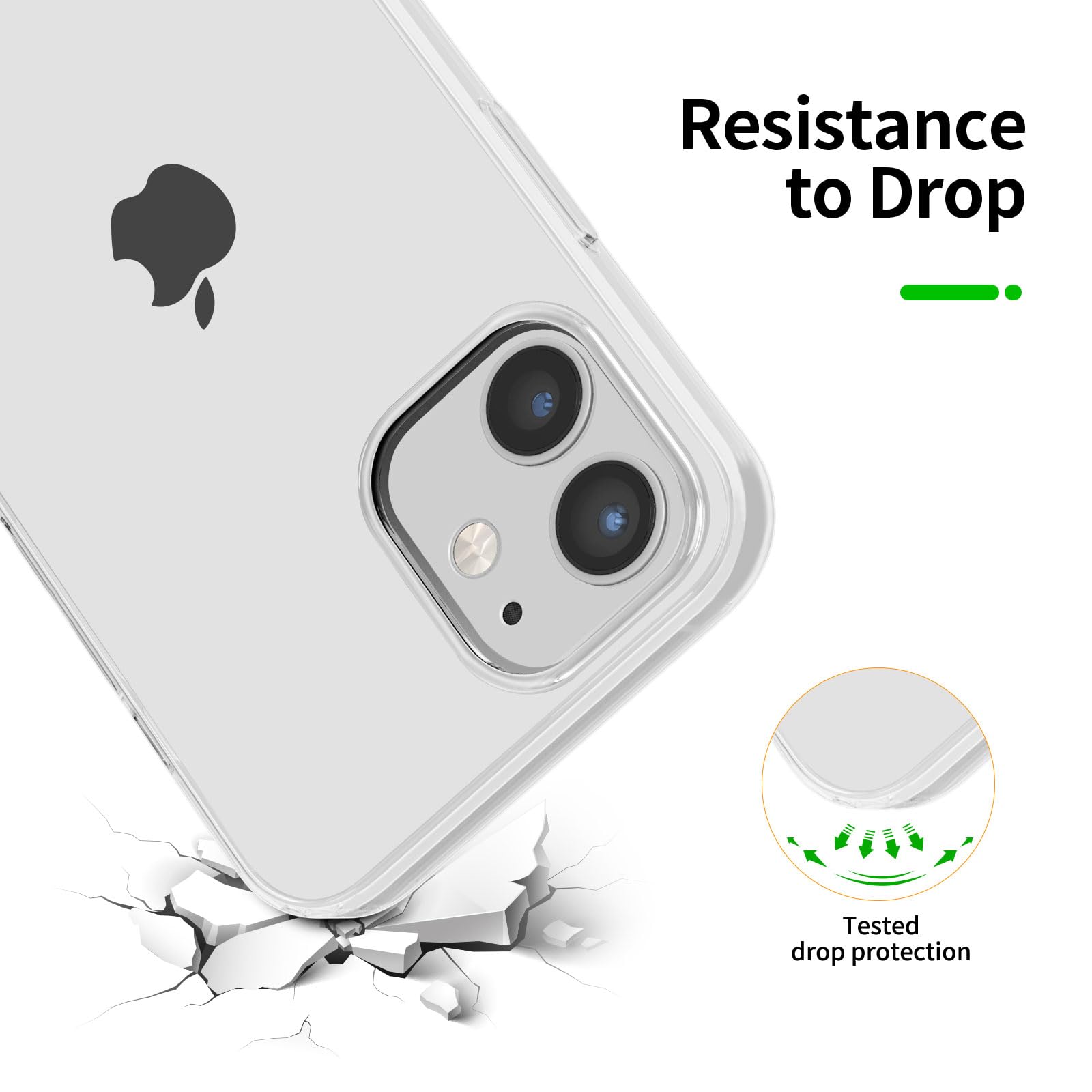 NEW'C Cover per iPhone 12, iPhone 12 Pro, ultra trasparente, in silicone TPU, morbido e 2 x vetro temperato per iPhone 12, iPhone 12 Pro, pellicola proteggi schermo