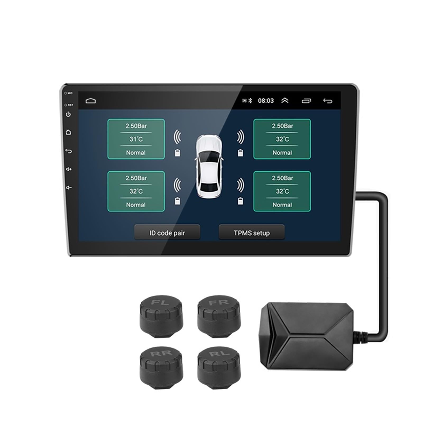 system kontroli ciśnienia w oponach System Monitorowania Ciśnienia W Oponach TPMS 5V Wewnętrzny Zewnętrzny Do Nawigacji Samochodowej Z Wyświetlaczem I Alarmem(External sensor)