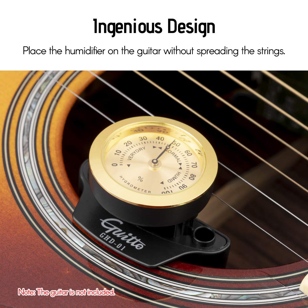 Humidificador para Guitarra,Universal Higrómetro Portátil ABS + Material de Metal para Guitarra Popular Guitarra Clásica Todas Las Guitarras Acústicas