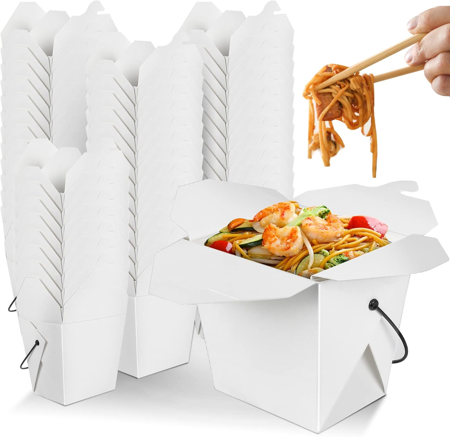 Worldity 32Oz Chinese Take out Boxes 50 Pack Greaseproof