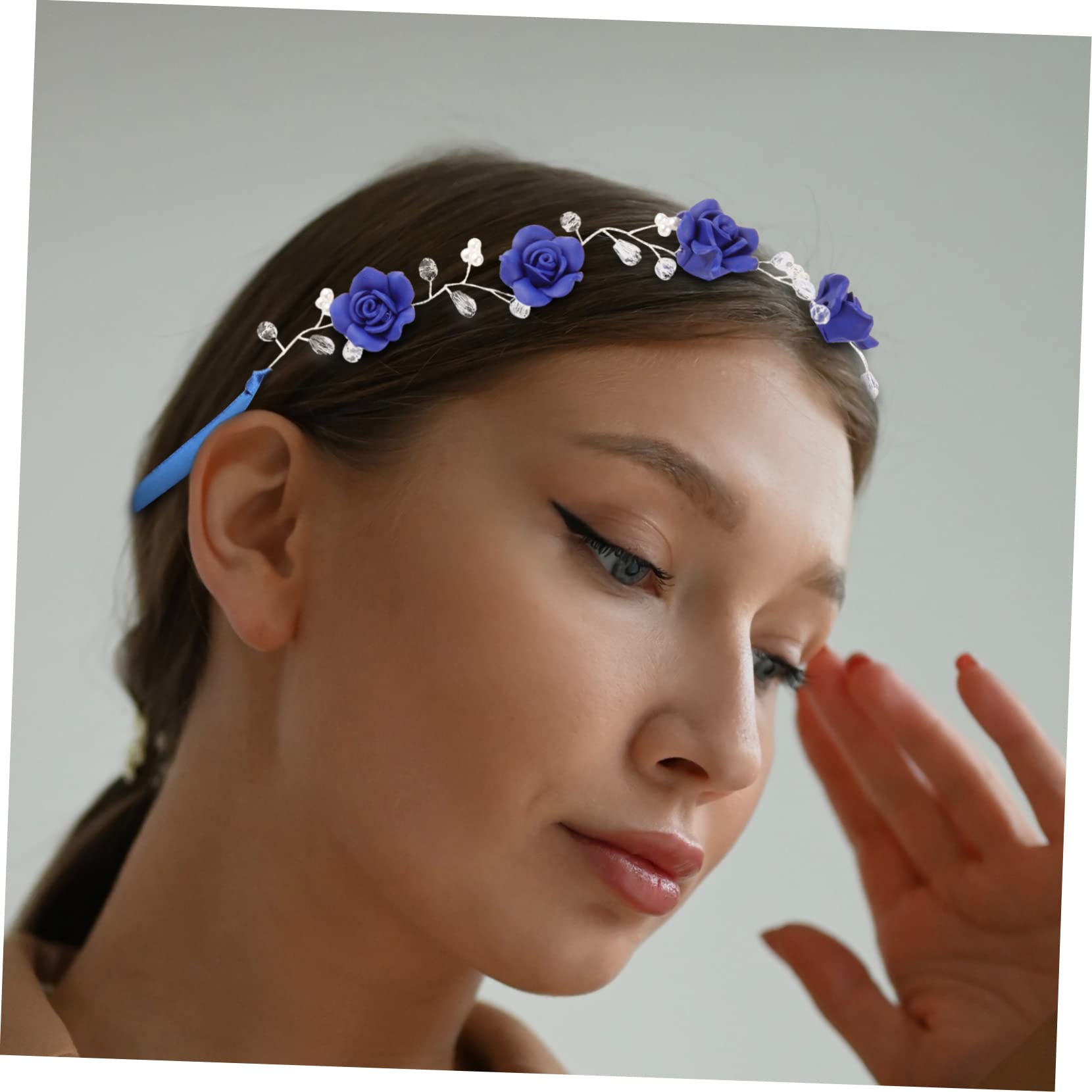 FRCOLOR 4 Diademas de de Imitación con Diseño de de Imitación para El Pelo Tocado de Novia para Mujer Color Azul Marino