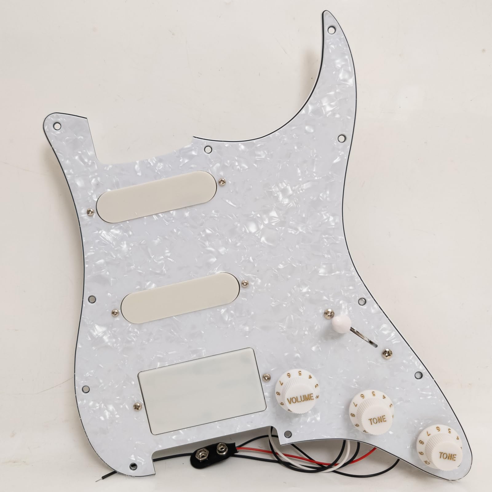 SSH Gitara wstępnie okablowany załadowany pickguard zestaw aktywnych przetworników do gitary Fender ST kompatybilny z systemem przetworników EMG Style Active Humbucker, bez lutowania, ulepszony zestaw