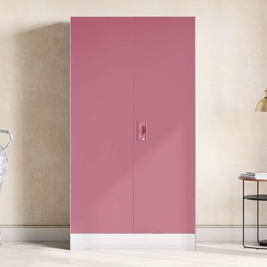 Interio by Godrej Almirah Slimline 2-Door Steel Almirah, Cupboard for Clothes (Royal Ivory and Dusty Rose), 1-Year Warrant...