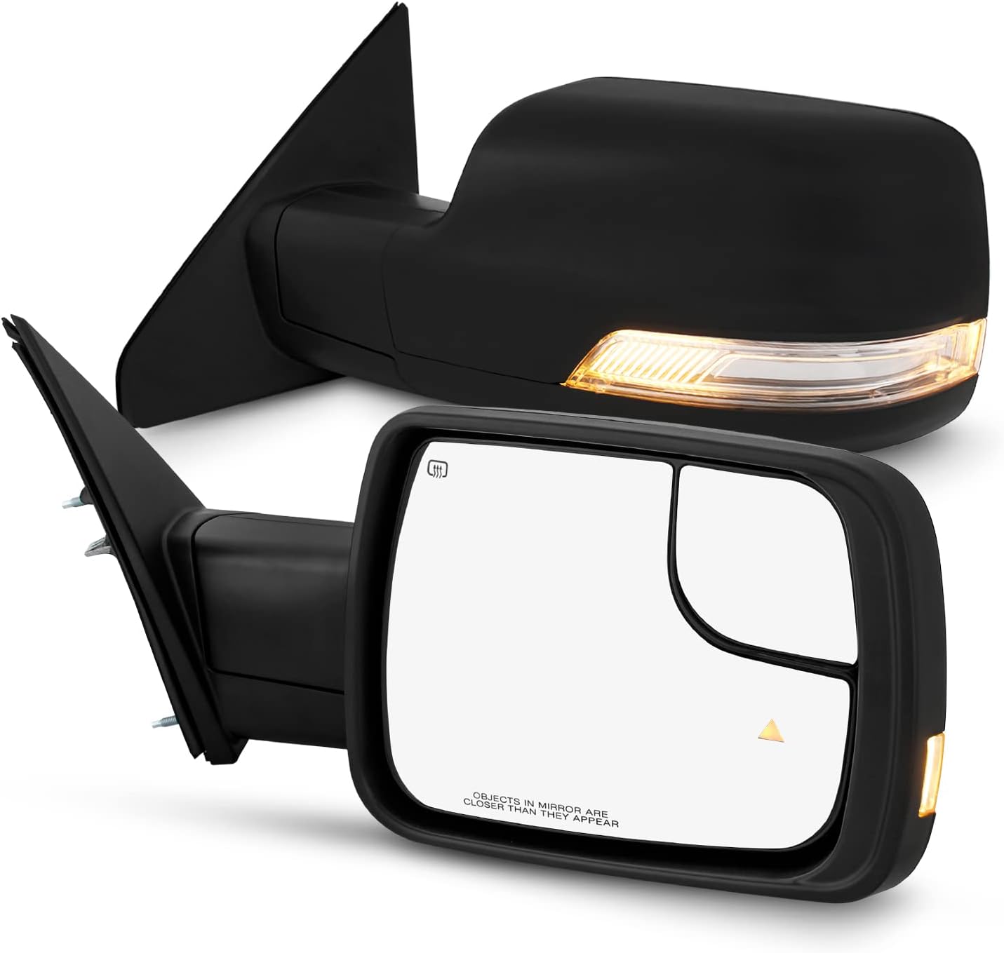 AKKON - Fits 2019-2024 Ram 1500 Power Heat Manual Folding Towing Mirror Pair w/LED Turn Signal +Blind Spot Light+Sensor