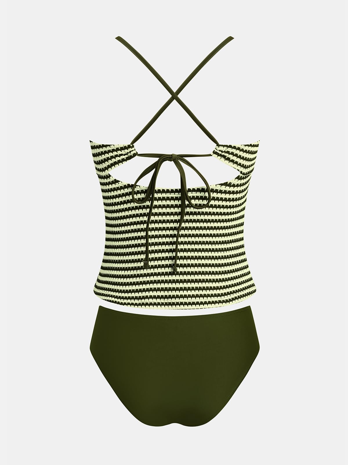CUPSHE Damen Tankini Set Mittelhoch Geschnitten U Bügel Gekreuzte Rückenpartie Strukturierte Zweiteiliger Badeanzug Swimsuit