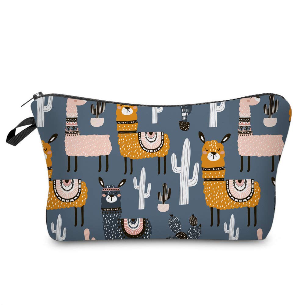LOOMILOO Small Makeup Bag Brown Llama Cosmetic Bags for Women Cute Women  Toiletry Bag (51609) - Main Image