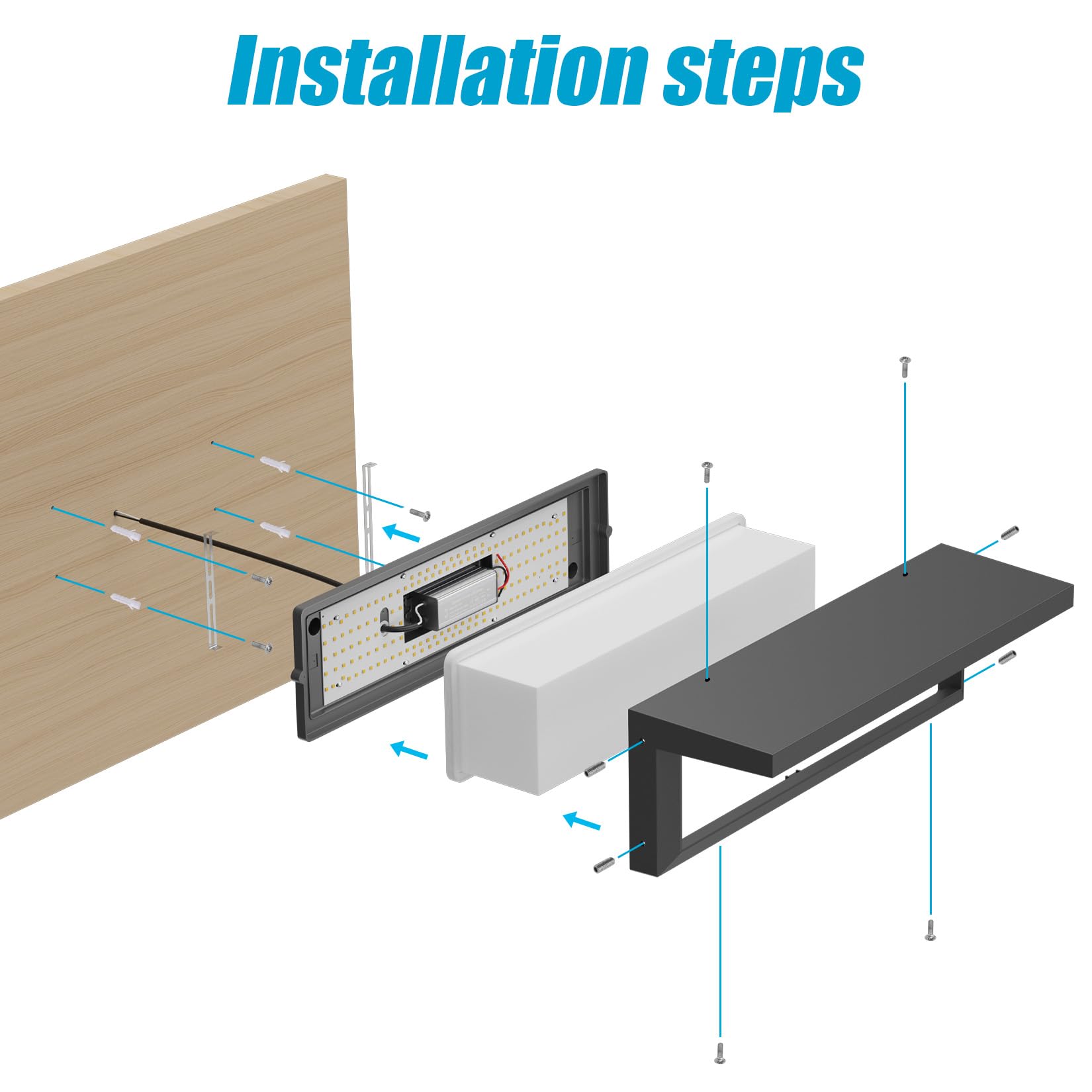 36W LED Luce da parete per esterni, 3000K, 3500lm, IP65 Lampada da parete impermeabile, Applique moderna per interni ed esterni, balcone, patio e così via.antracite | IP65 impermeabile, 3500 lm, lampada da parete in alluminio per interni ed esterni, terra