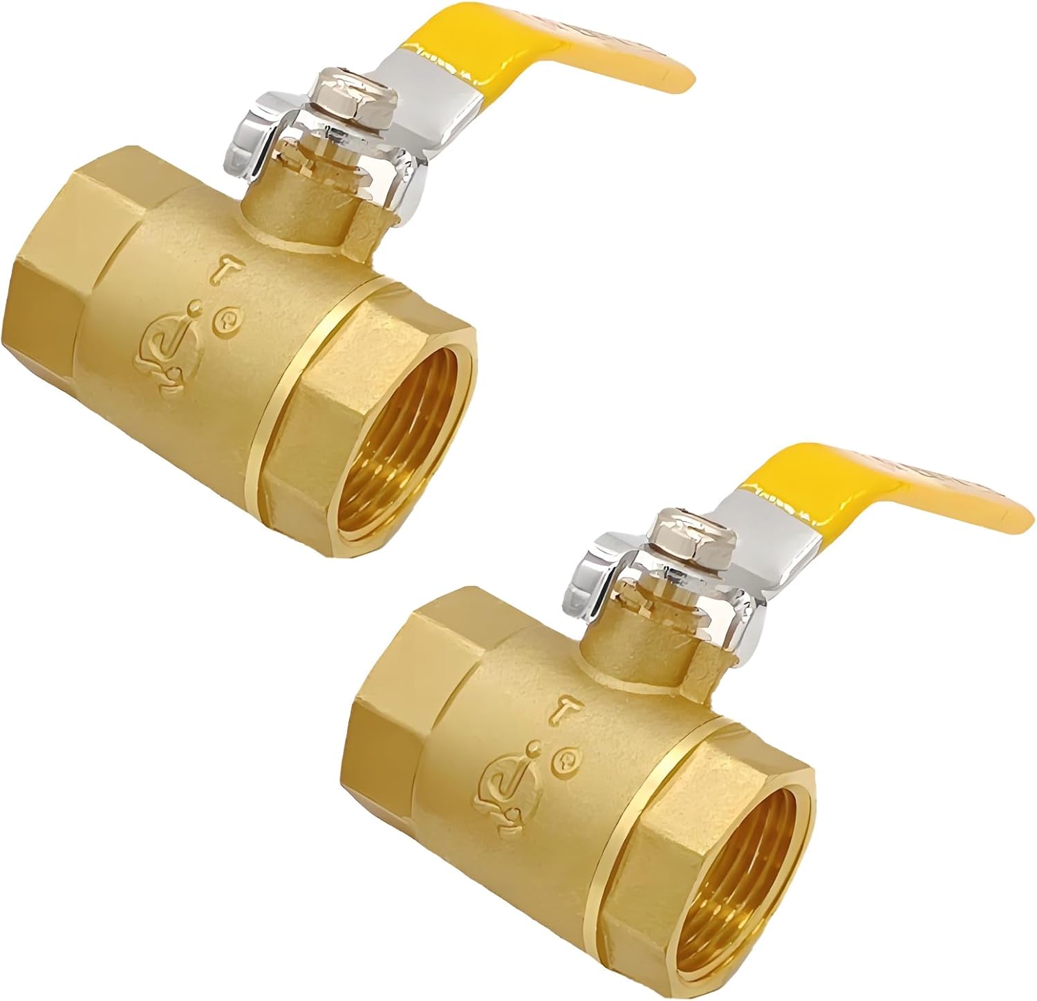 2- Pack 1" Full Port Ball Valve Brass， 1 Inch NPT Brass Valve，1" Female x Female Thread Heavy Duty Brass Shut Off Valve Water, Oil and Gas
