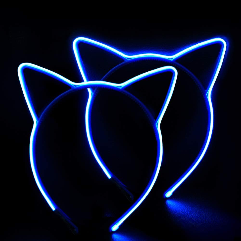HOME MOST Pack of 2 Light Up Cat Ears Headband for Women