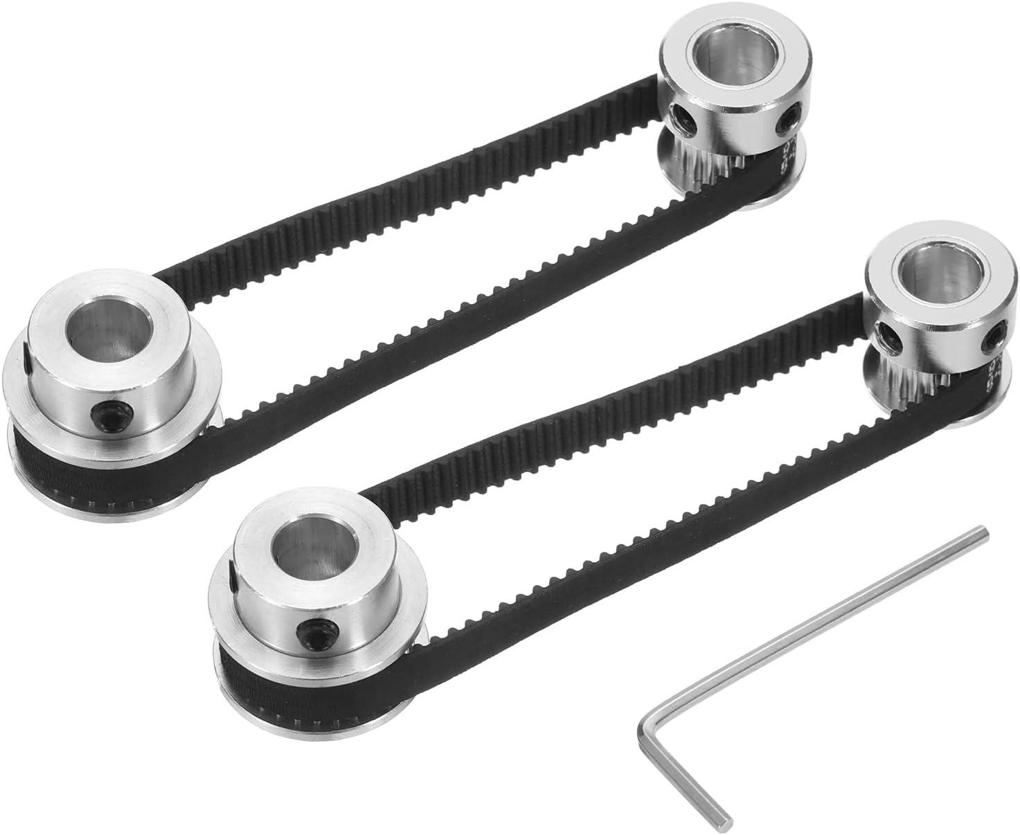 2 Set GT-2 Synchronous Wheel 20&30 Teeth 8mm Bore, Aluminum Alloy Timing Pulley Wheel with 2Pcs Length 200mm Width 6mm Belt for 3D Printer, CNC Machine (20-30T-8B-6)