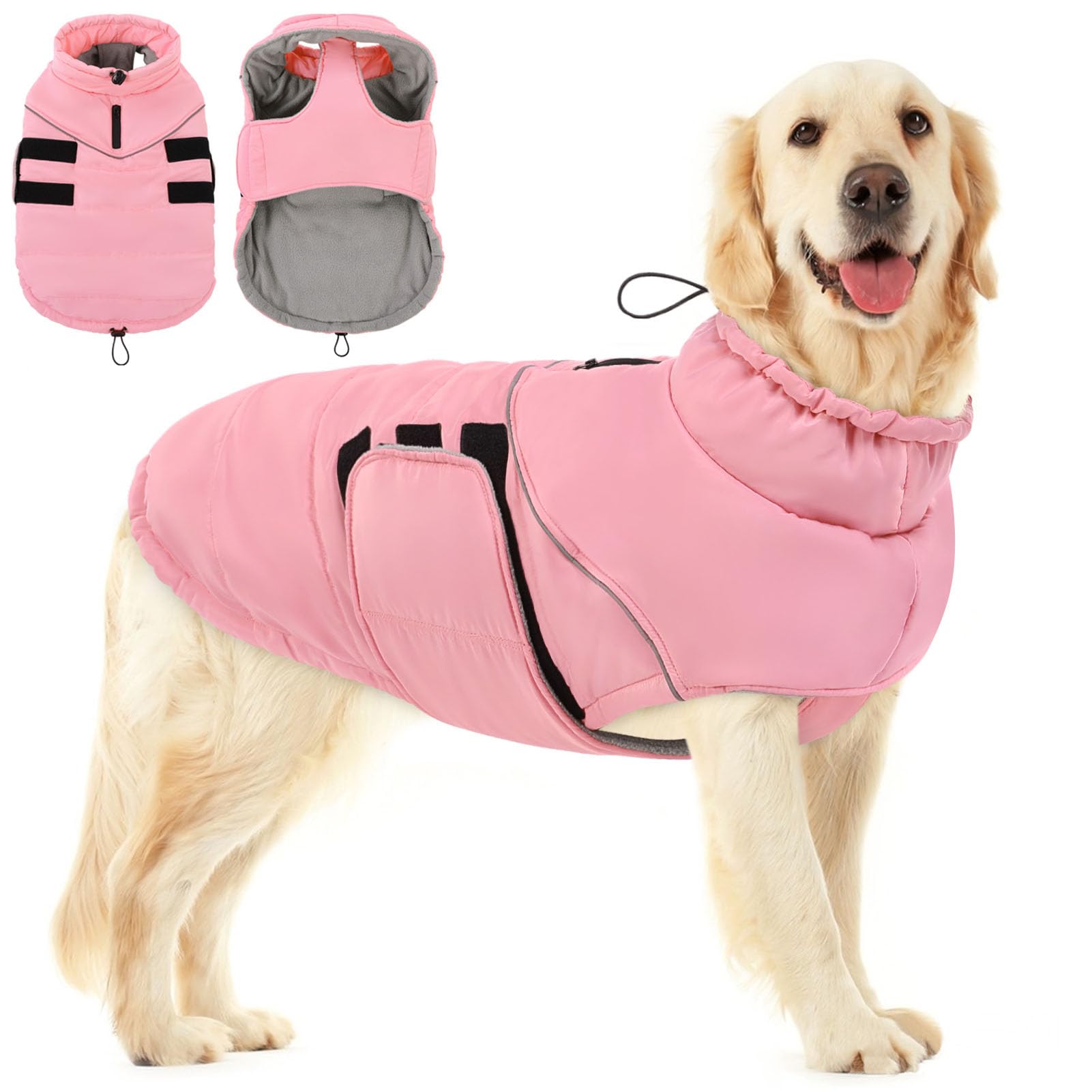 Extra-Large Dog Warm Winter Coat, Pet Windproof Jacket with Harness Hole โ image 1