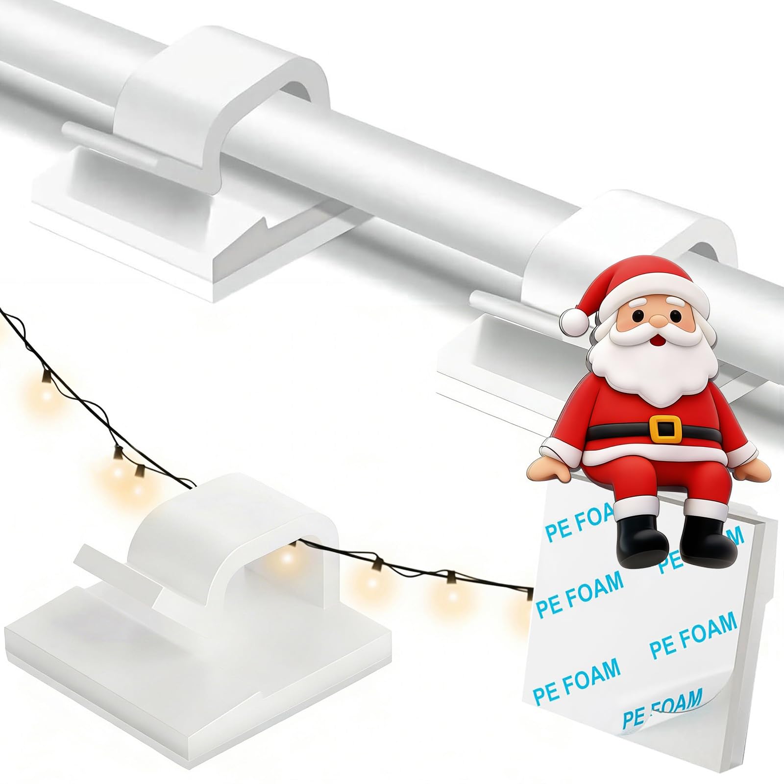 KLJ kabelhalter Haken Lichterkette selbstklebend klebehaken Transparent,50 Pack mini kleine Lichterkette Befestigung Fenster Indoor