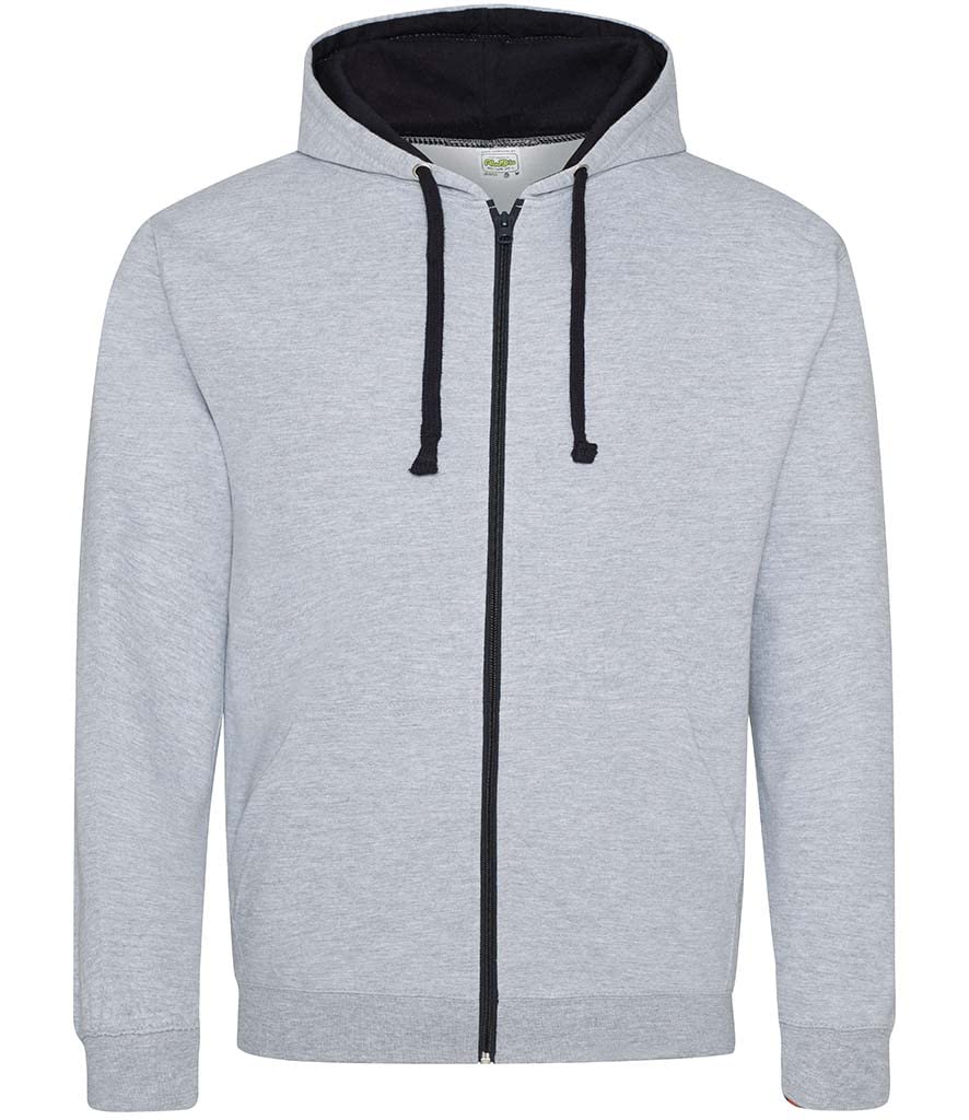AWDis Men's Varsity Zoodie Hoodie, Multicoloured (Heather Grey/French Navy), Large