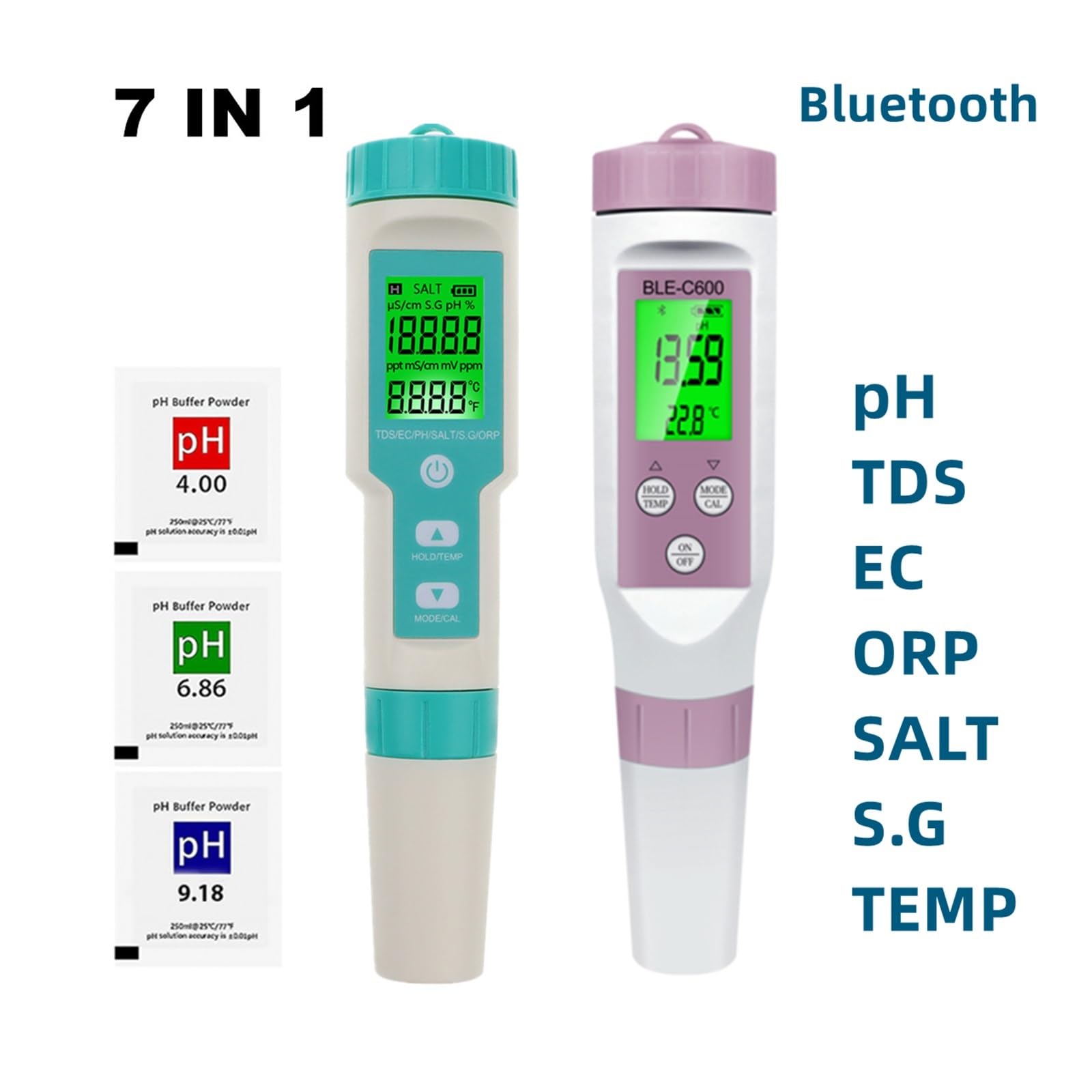 Amazon.co.jp: ph測定器、 デジタル 7 in 1 pH メーター PH/TDS/EC/ORP