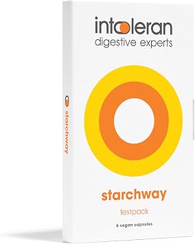 Intoleran Starchway Digestive Enzymes - Testpack 6 Capsules | Supplement for Starch & Sucrose | Helps Digest Sugars & Starchy Foods | Invertase & Gluco-Amylase Enzymes | Pure & Vegan | Low FODMAP