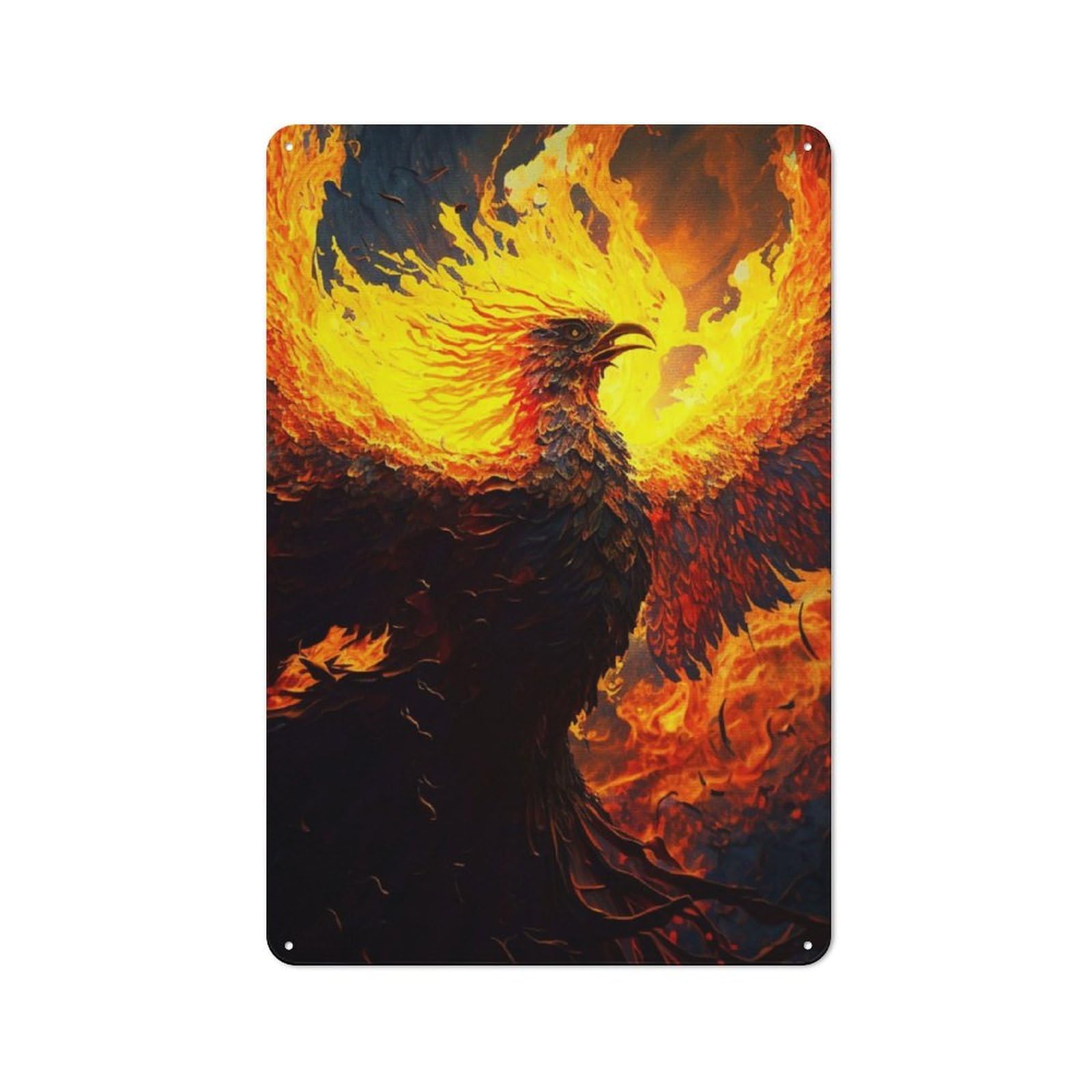 Junmoney Abstract Art Phoenix Retro-Style Tin Sign 30X20cm Featuring For Home Bar Wall, For Garage, Workshop And Man Cave Decoration