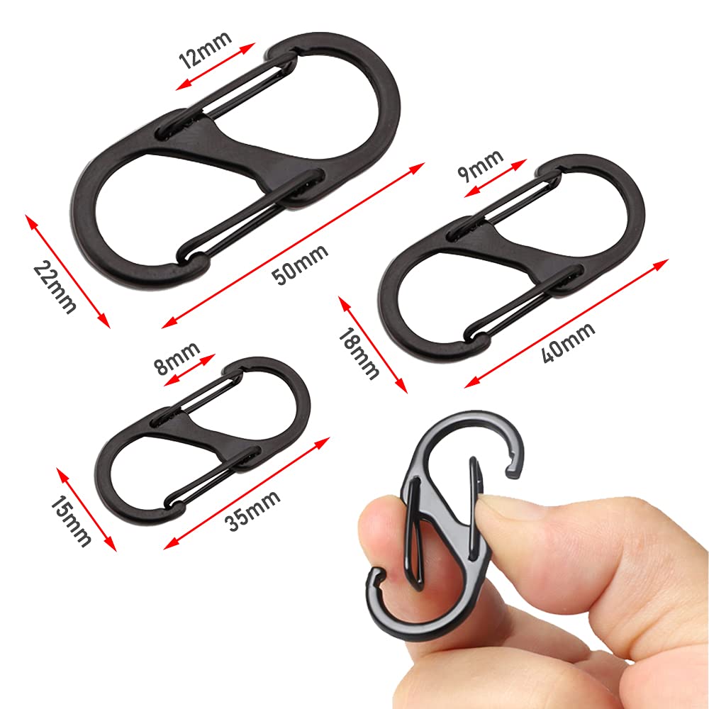 30 Stück S-Karabinerhaken Set – Edelstahl In 31mm, 40mm, 50mm Mit Doppelöffnung
