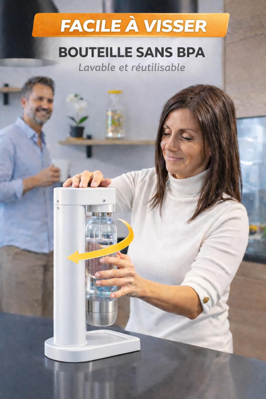 Machine à Eau gazeuse Fizz Club H2O Blanc Mat – Gazéificateur Manuel Sans Électricité