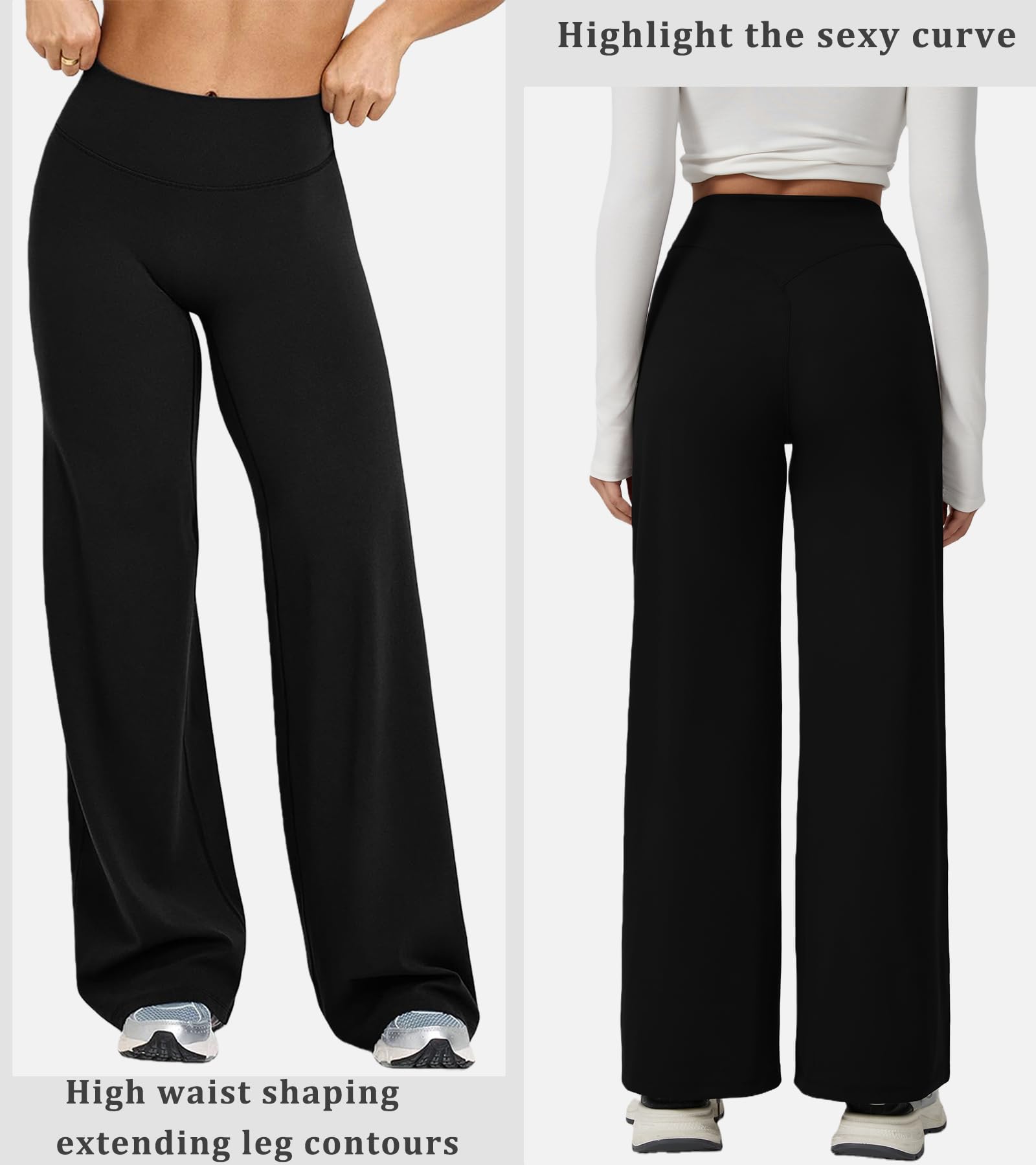 Pantaloni Yoga Donna Vita Alta Pantalone a Gamba Larga Opaque Controllo della Pancia Pantalone Casual Pantaloni Sportivi Pantalone Eleganti Pantaloni Fitness Pilates Danza Palestra Jogging Gym