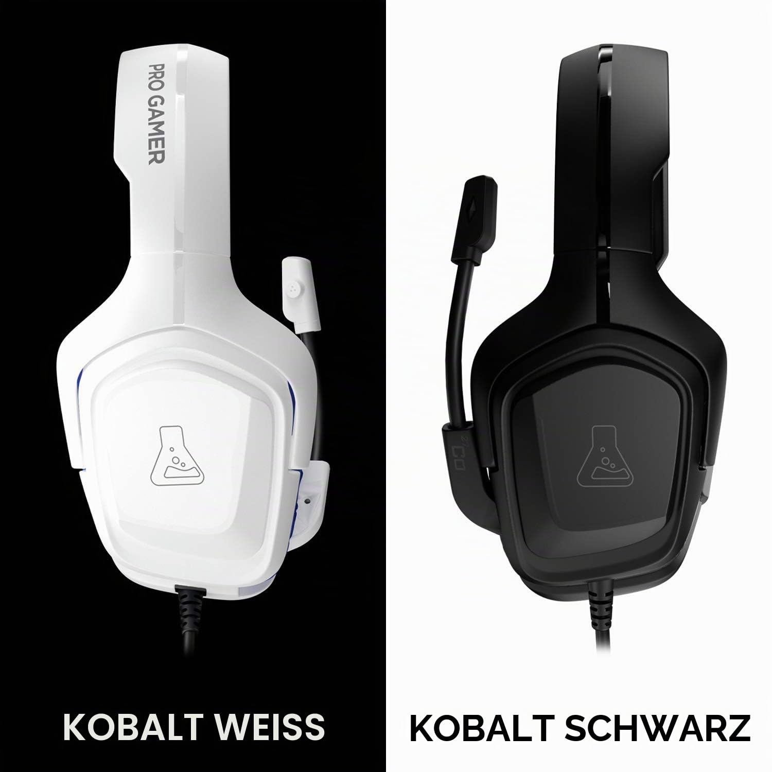 THE G-LAB Korp Cobalt Gaming Headset - Stereo Mikrofon, Ultraleicht, Ultra Bass Stereo Headset - 3,5 mm Klinke für PC PS4 PS5 Xbox One Mac Nintendo Switch Tablet Smartphone (Schwarz)