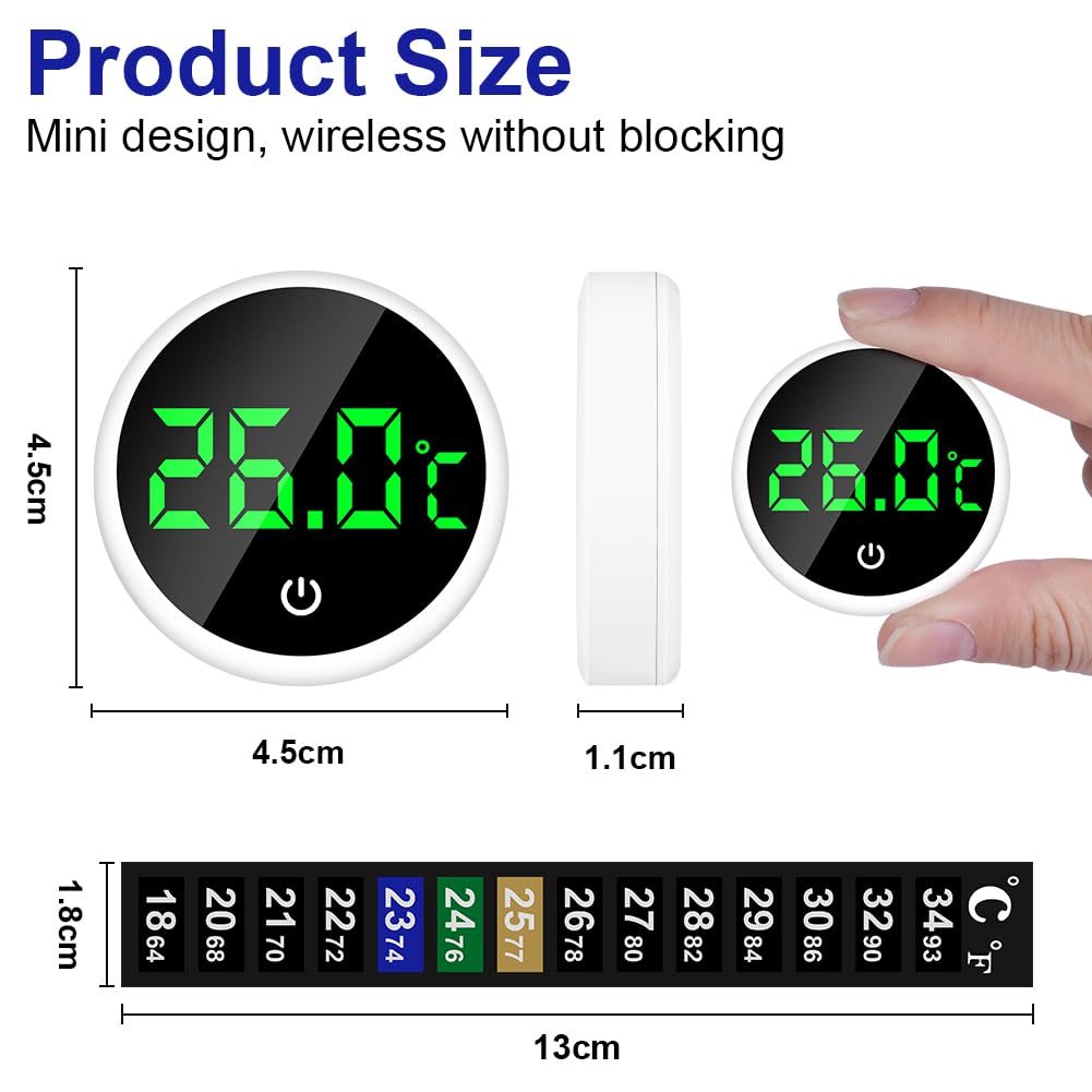 Flintronic Thermomètre d'Aquarium, Mini Thermomètre Aquarium Numérique, Affichage LED, Capteur de température haute précision, Convient aux aquariums d'eau douce et d'eau de mer