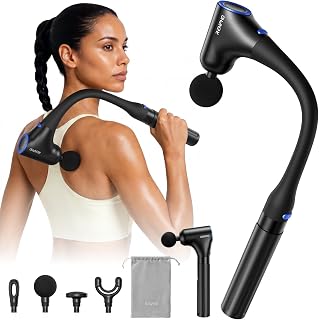 Reach Curve Massage Gun with Extension Handle, 4-in-1 Massager | 10MM Deep Tissue, Handheld Back Neck Massager for Soreness, Travel Massage Tool, FSA Eligible HSA, Gifts for Men Women