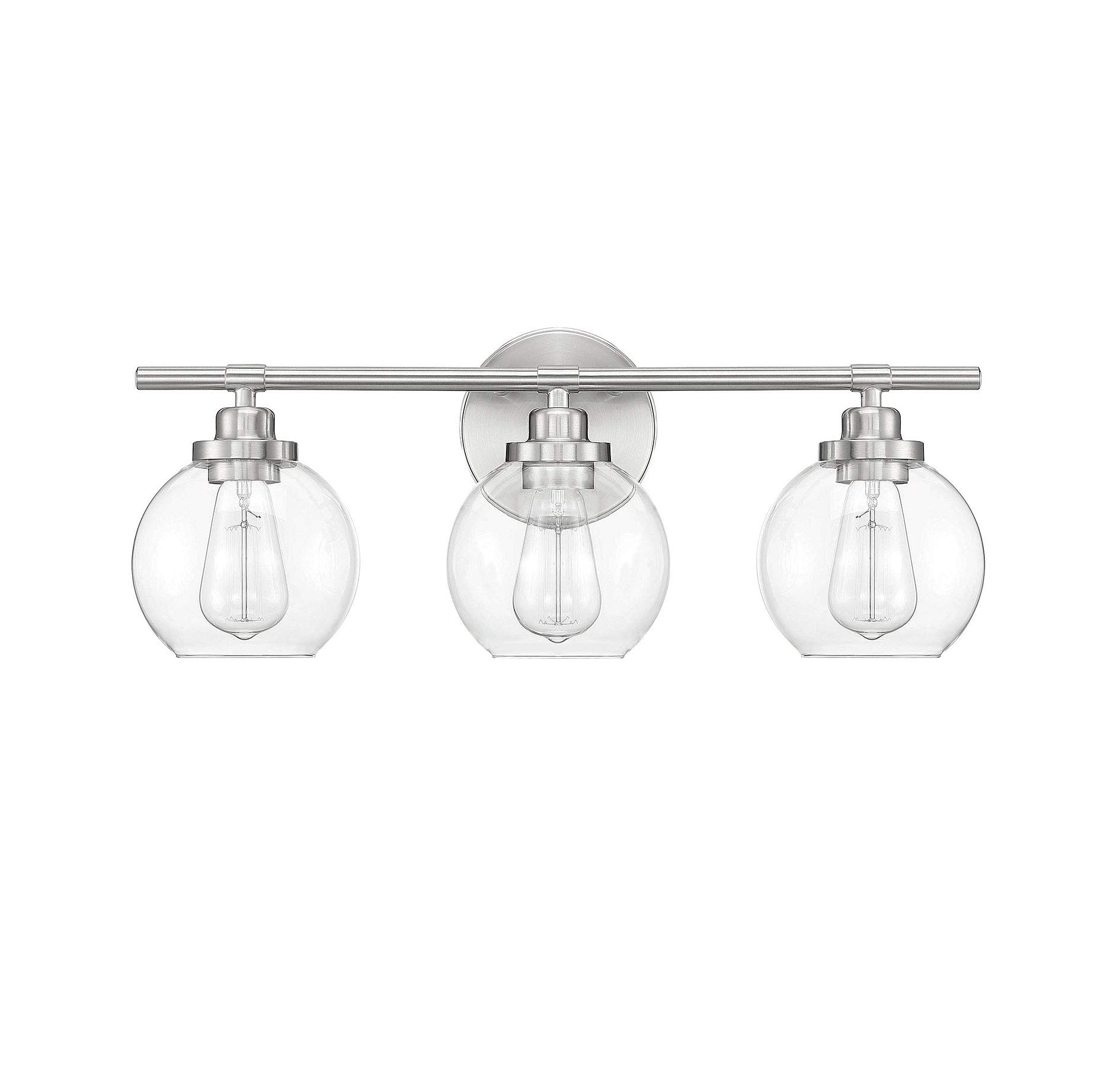 Savoy House 8-4050-3-SN Carson Mid-Century Modern Clear Glass Bathroom Vanity, 3-Light 180 Total Watts, 9