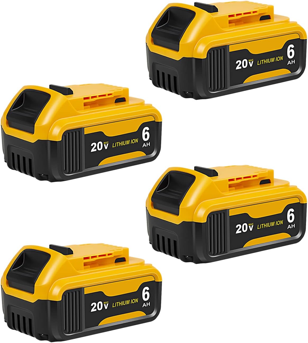 20V 6.0Ah Battery Replacement for Dewalt 20V Max Battery, Compatible with Dewalt Chargers and DCD/DCF/DCG/DCS Series Cordless Power Tools (4-Pack)