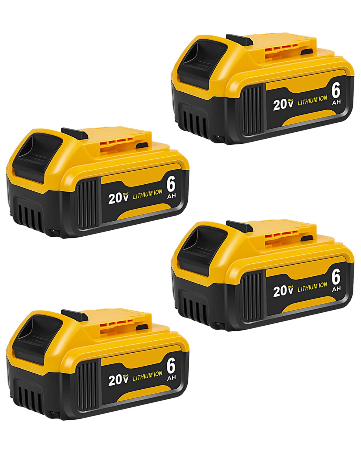 20V 6.0Ah Battery Replacement for Dewalt 20V Max Battery, Compatible with Dewalt Chargers and DCD/DCF/DCG/DCS Series Cordless Power Tools (4-Pack)