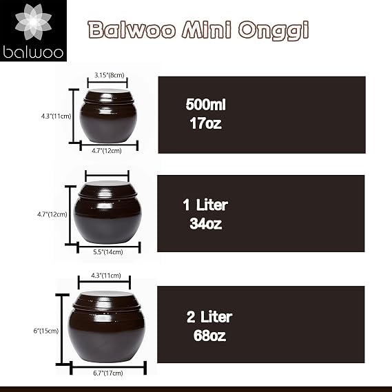 Earthenware Onggi Korean Traditional Clay Jar Mini Ceramic Canister/Handmade Food Storage Container for Tea, Coffee Bean, Salt/Breathing Clay Pot Kimchi Fermentation Crock (2L(67.6oz))