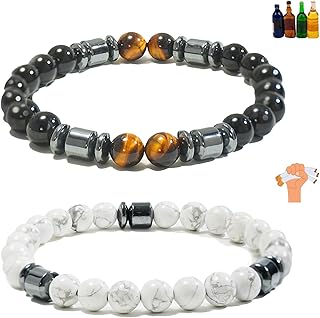 Glame Anti Alcohol Bracelet for Men & Women, Adjustable Anti-Alcohol Hematite Tiger Eye Sobriety Bracelet to Reduce the Urge to Drink, Relieve Anxiety & Stress, Stop Drinking Support