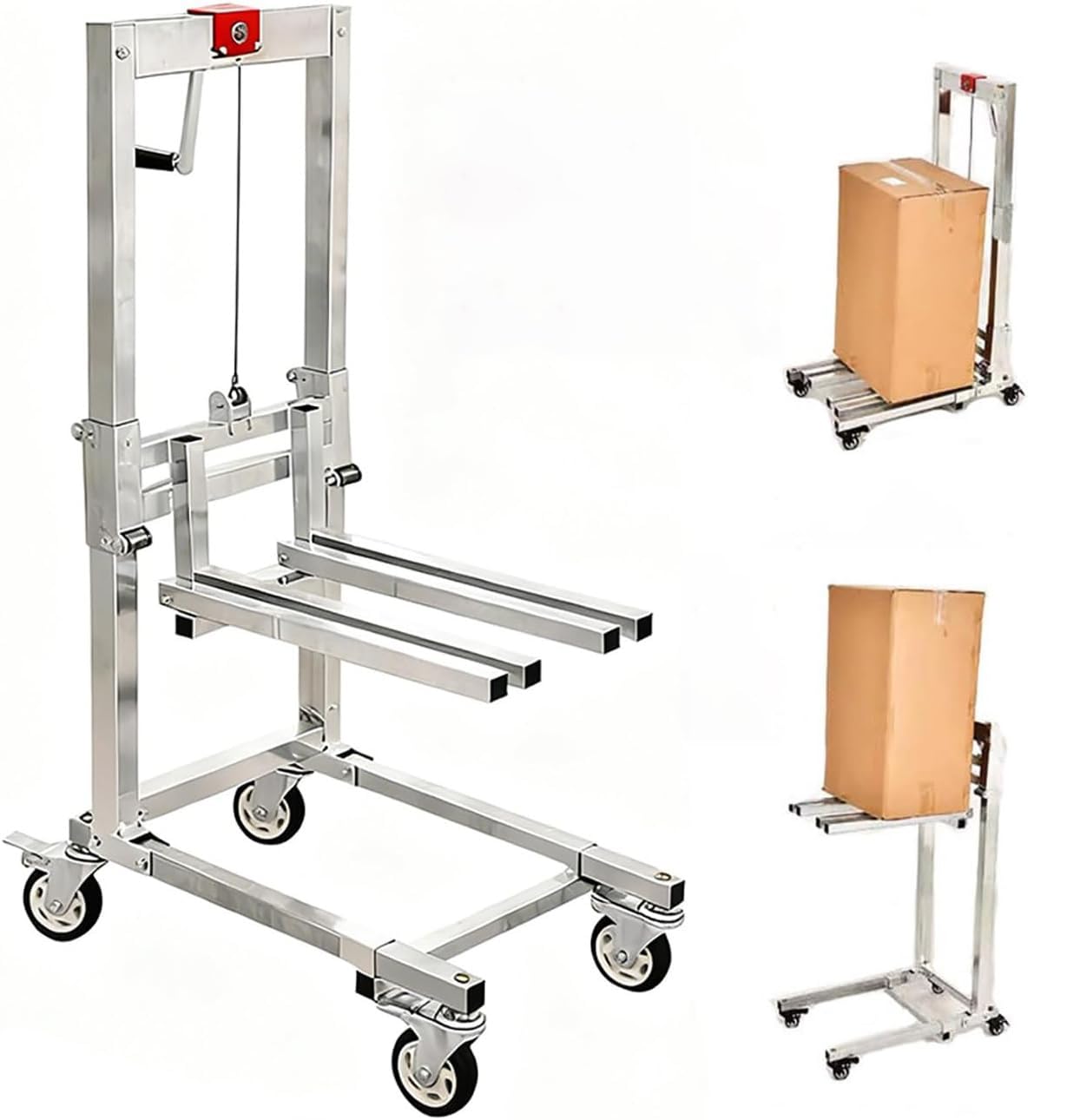 Impilatore con verricello manuale, carrello elevatore manuale, capacità di carico 60 kg, gru da carico in acciaio, transpallet multifunzionale