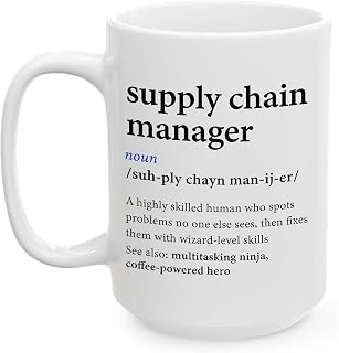 DesiDD Supply Chain Manager Definition Mug - Funny Gifts for Logistics Manager Staff Inventory Manager - 15oz Ceramic Coffee Cup for Him Her - Thank You, Birthday, Valentine, Christmas