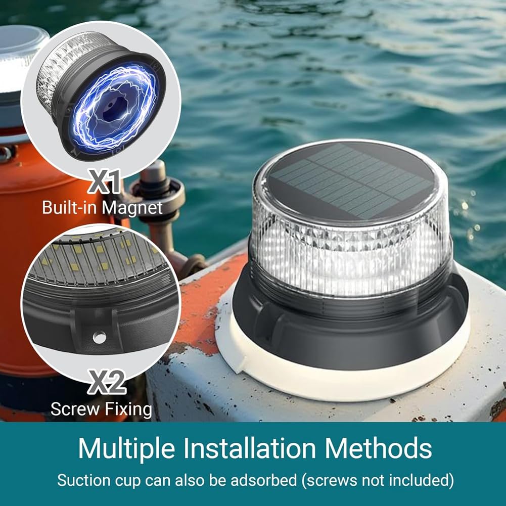 Solarbetriebene LED-Ankerlichter für Boote, Yachten, Marina-Dock-Sicherheitsblitzwarnlampen, Navigation