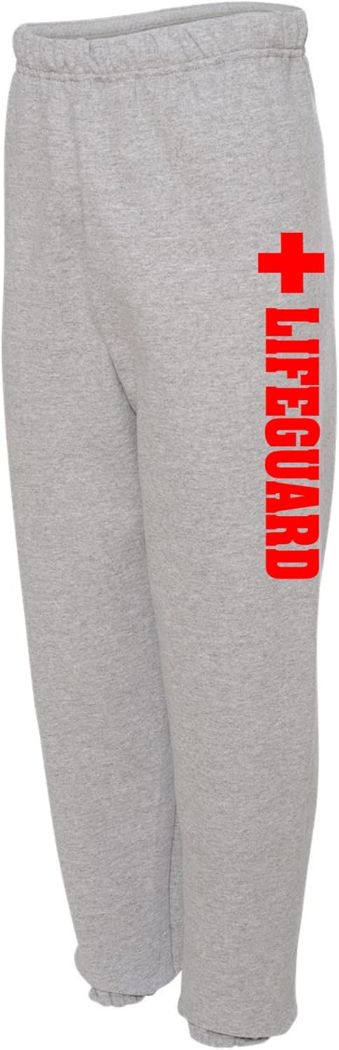 Lifeguard + Cross Side Print Sweatpants | Beach Rescue Water Safety Patrol Athletic Pants for Men & Women