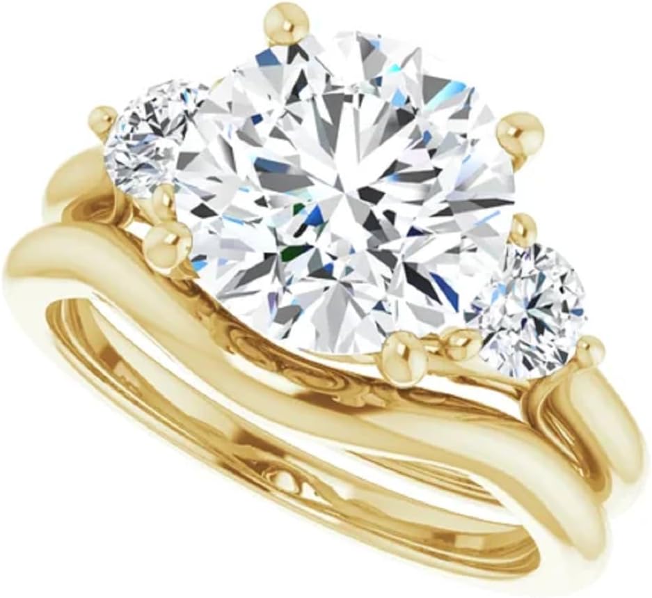 3.50 CT Round Cut Colorless Moissanite Engagement Ring Set | Wedding/Bridal Ring Set | VVS1 925 Silver 10K/14K/18K Solid Rose/Yellow/White Gold | Vintage Antique Anniversary Ring Gift for Women