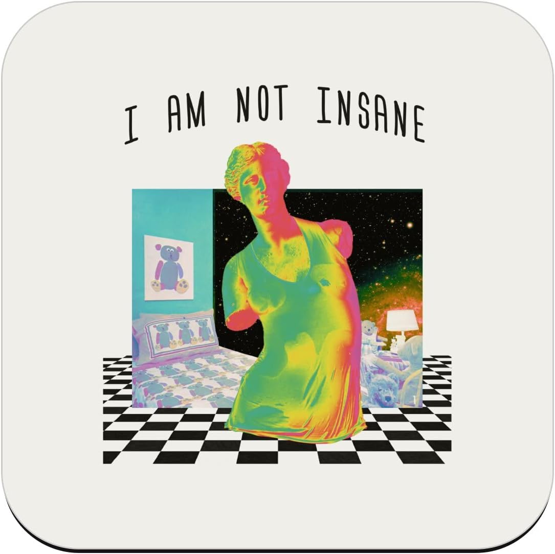 I Am Not Insane Vintage Collage Artwork Art Humor Surreal Psychedelic Set of 6 (95 x 95 mm)