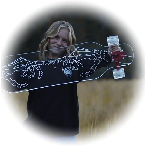 GHOST BOARDS Clear Longboard Skateboard - Transparent Acrylic Long Boards with Light-Up LED Wheels for Smooth Rides - Ride The Streets in Style with Longboard Built for Beginners & Pros Alike