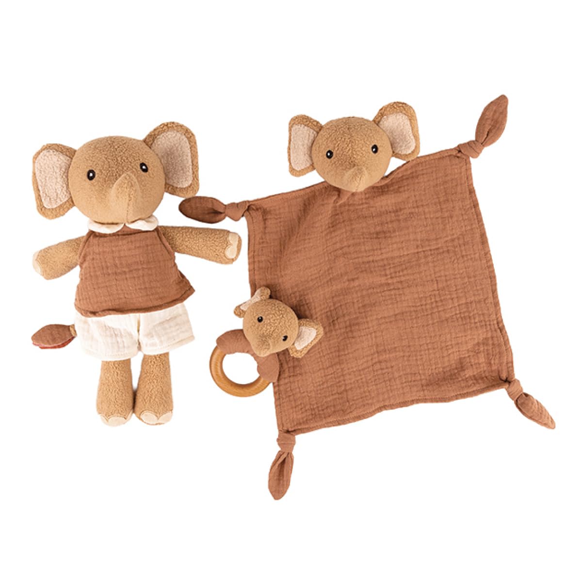 Egmont Toys Schmusetuch Elefant Ollie mit Rassel Geschenkverpackung.