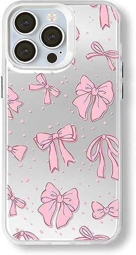 Zilkaifly Funda de teléfono con lazo estético para mujeres y niñas, bonita funda de teléfono con lazo rosa para iPhone 13 Pro Max