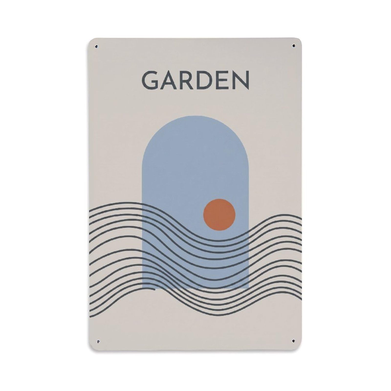 Sun Waves Arch Calm Nature Meditation Serenity Zen Garden Metal Tin Sign Plaque Wall Decor for Cafe, Man Cave, Club Bar, Office, Home Garden Round Metal Poster 8x12Inch