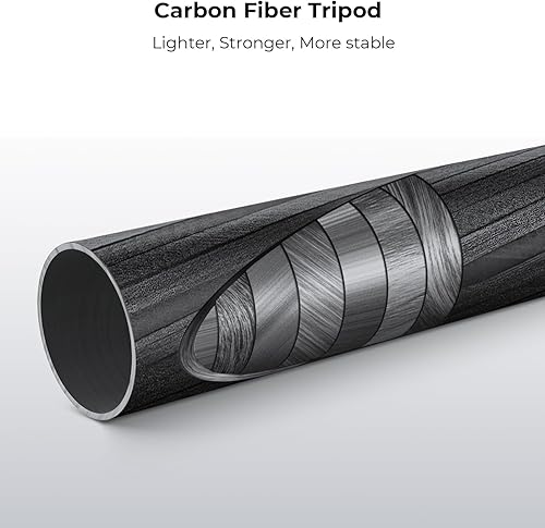 Miniatura 3 de K&F CONCEPT Trípode de cámara de fibra de carbono de 68 pulgadas, trípodes compactos con cabeza de bola de metal, placa de liberación rápida, 68"