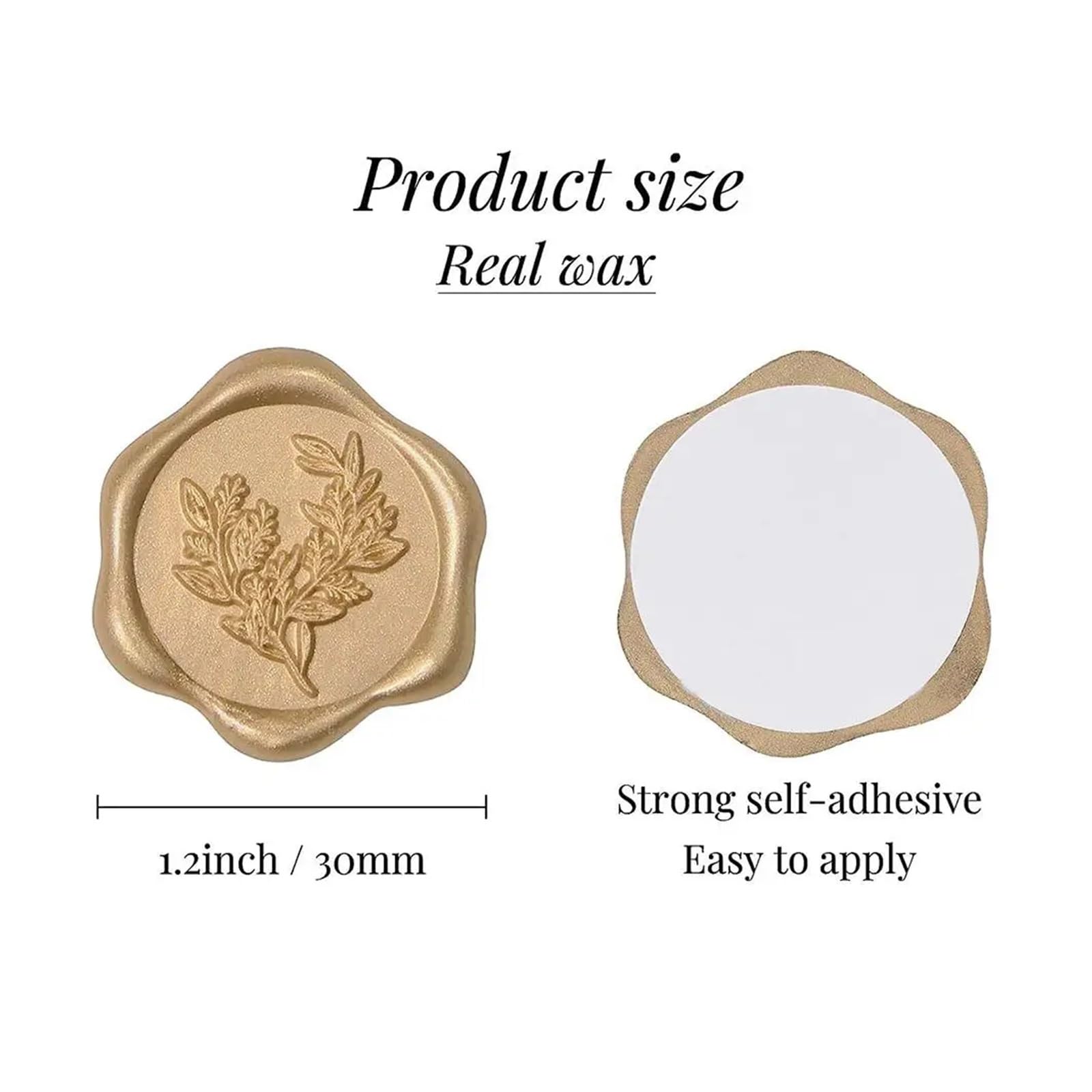 Adesivi con sigillo di ceralacca | Sigillatura di buste for inviti di nozze da 100 pezzi in oro da 3 cm: adesivi con sigillo di cera
