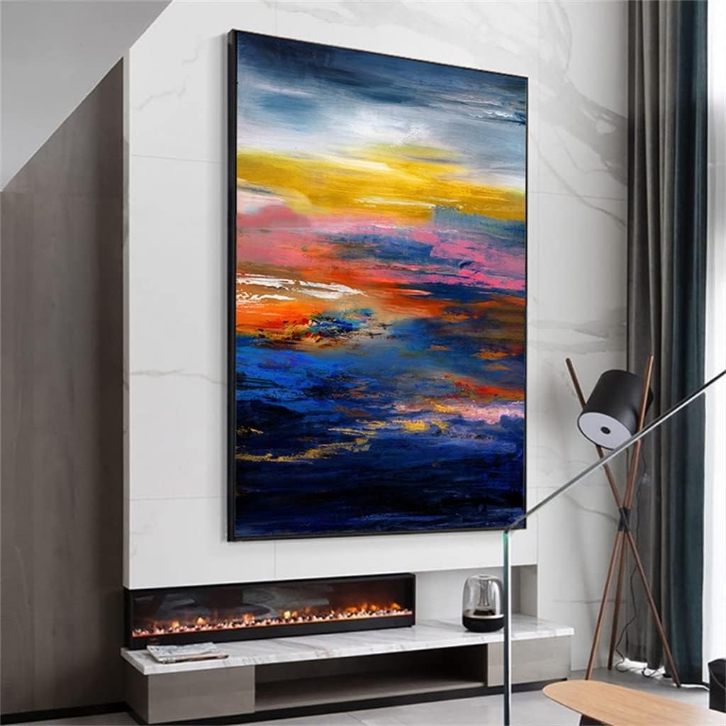 UOHLCX HBJWOV Ocean Thick Large Hand Painted Oil Painting Frameless Canvas Wall Decor(90x120cm frameless)