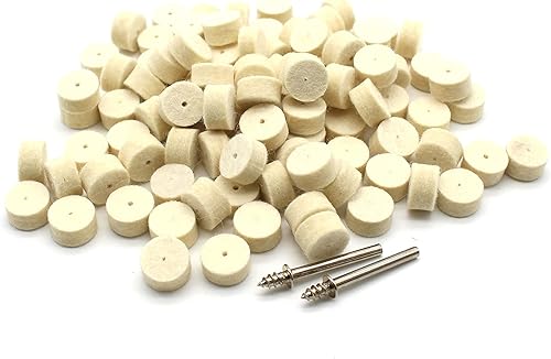 TEMO 100 piezas de fieltro de lana de pulido Bob Burr 12 pulgada de diámetro 14 pulgadas de alto ruedas #414 con 2 tornillos mandril 401 vástago de
