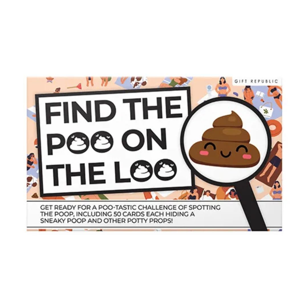 Gift Republic Find the Poo on the Loo - Hilarious Spot the Poop Card Game - 100 Illustrated Search and Find Puzzle Cards - Fun for Kids, Teens and Adults - Brain Game